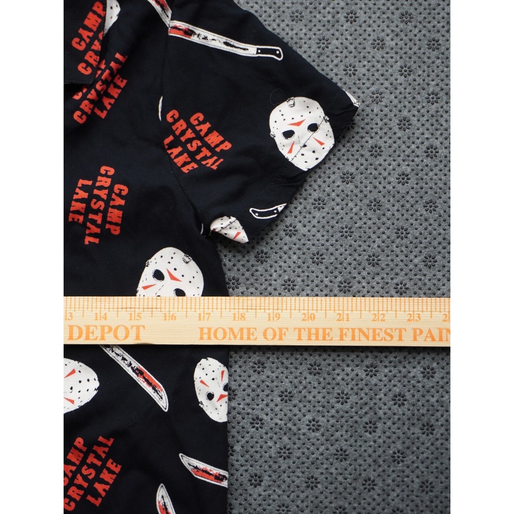 Friday the 13th Camp Crystal Lake Button Up Crop Top Tie Shirt Women's Size M - Picture 5 of 7